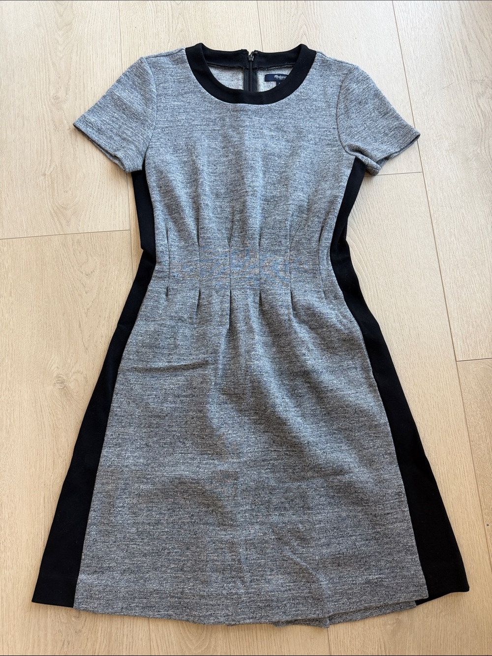 Madewell Gray & Black Fit-and-Flare Mini Dress